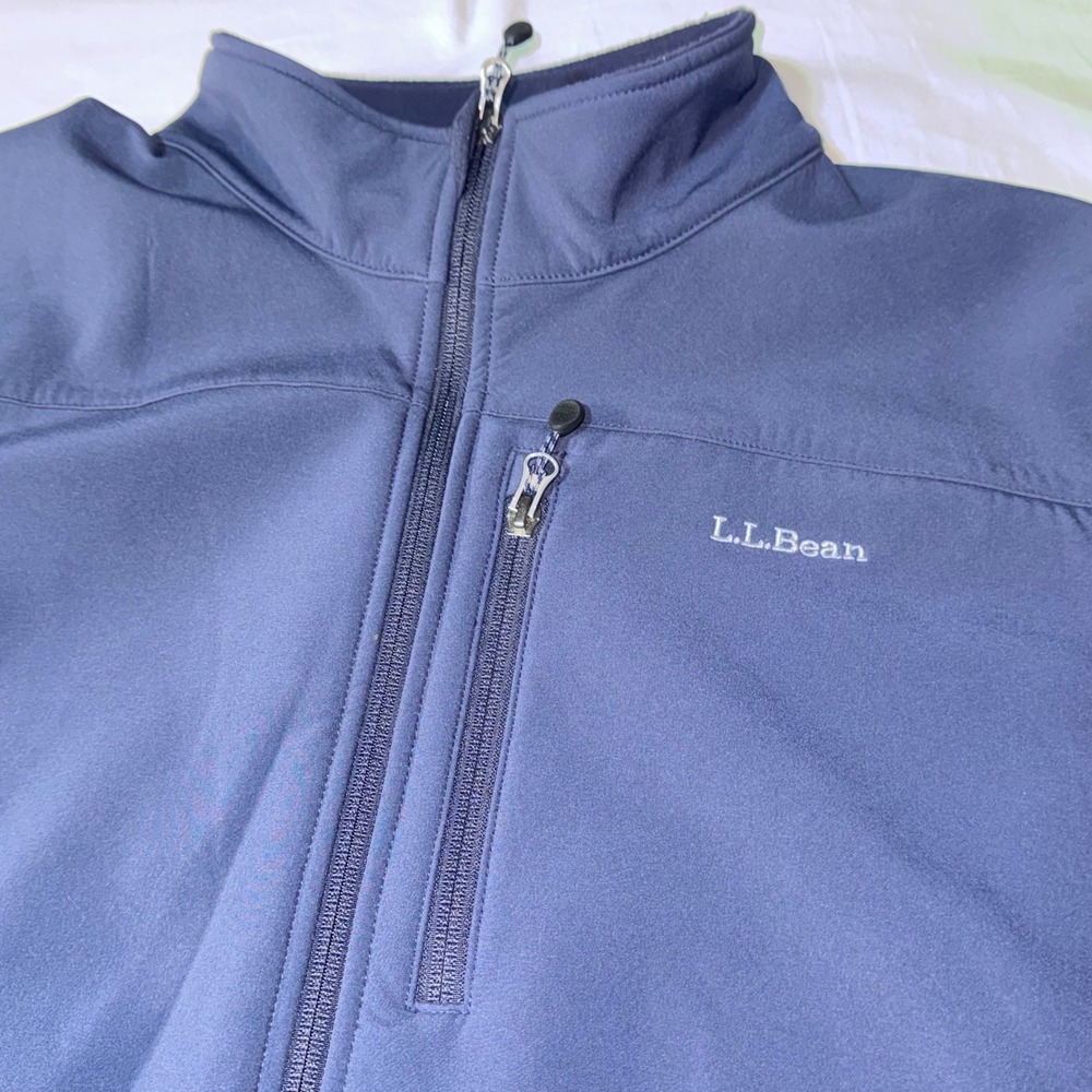 LL Bean Mens XXL Tall Navy‎ Blue Softshell Fleece Lined Full Zip Jacket OHHS2 - Picture 10 of 10
